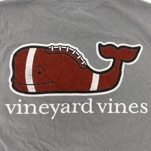 Vineyard Vines Shirt Men's M Gray Long‎ Sleeve Crew Neck Pocket Tee Football